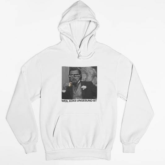 WEIßER KAVIER WEIL KOKS UNGESUND IST - UNISEX HOODIE -
