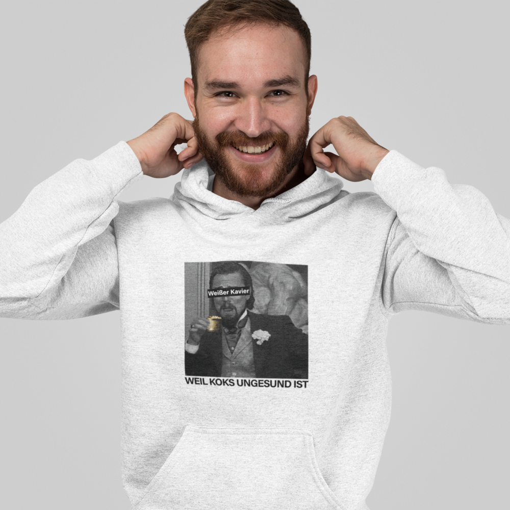 WEIßER KAVIER WEIL KOKS UNGESUND IST - UNISEX HOODIE -