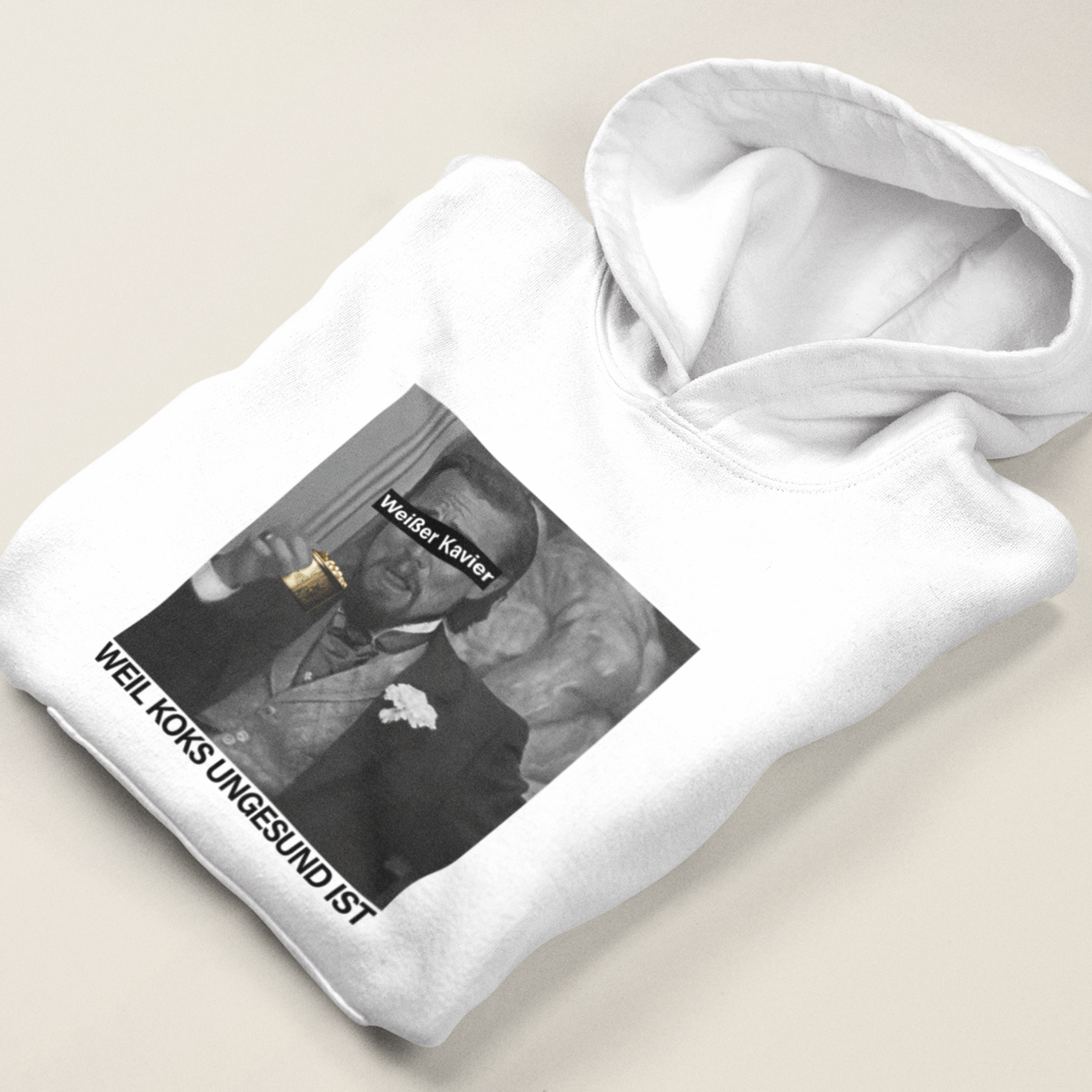 WEIßER KAVIER WEIL KOKS UNGESUND IST - UNISEX HOODIE -