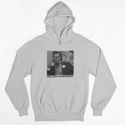 WEIßER KAVIER WEIL KOKS UNGESUND IST  - UNISEX HOODIE -