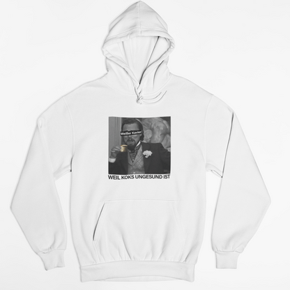 WEIßER KAVIER WEIL KOKS UNGESUND IST  - UNISEX HOODIE -