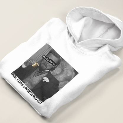 WEIßER KAVIER WEIL KOKS UNGESUND IST  - UNISEX HOODIE -
